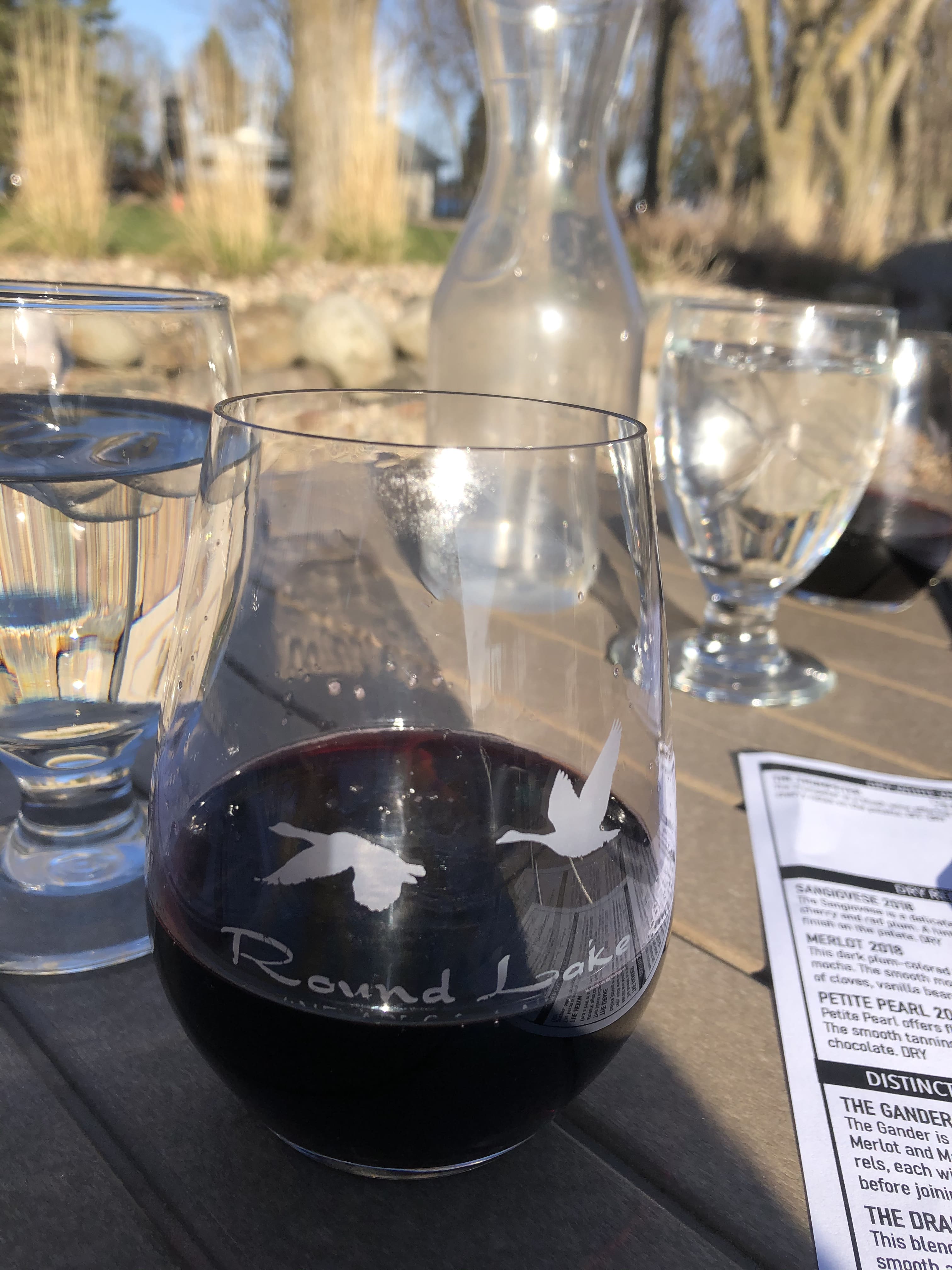 Wine glass from Round Lake Vineyard